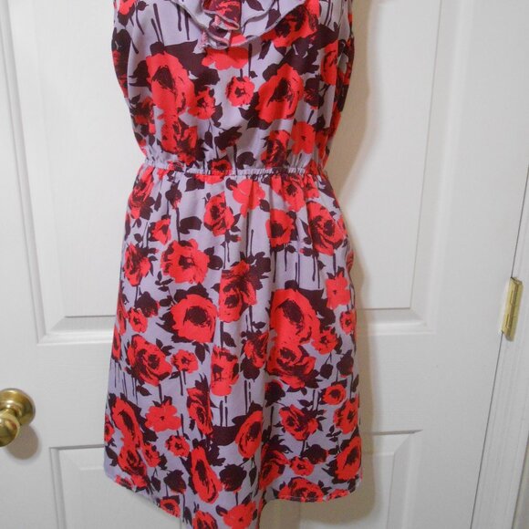 love, Fire Red and Purple Floral Backless Dress - Picture 13 of 13